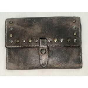 Patricia Nash Colli Flap Womens Leather Tri-Fold Wallet Clutch Studded Brown
